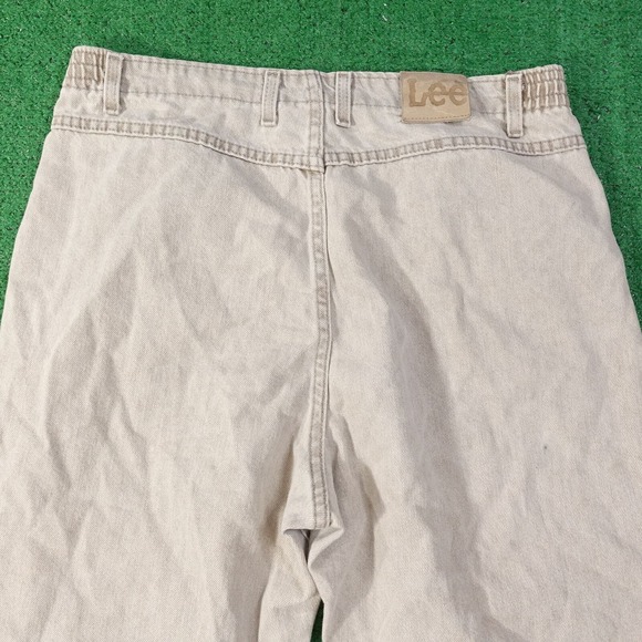 VINTAGE LEE BEIGE USA MADE DENIM JEANS WOMENS SIZE 16 PET (34X28) 80s 90s - Picture 9 of 12